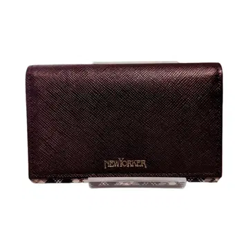 미사용 NEWYORKER 명함지갑 카드 케이스 체크 무늬 비즈니스 가죽