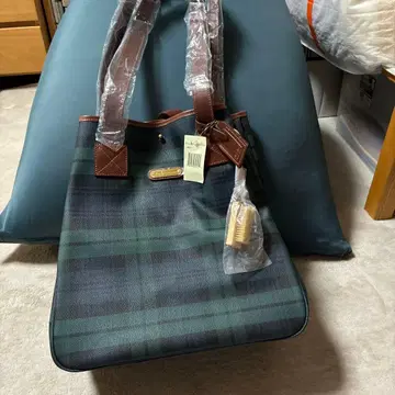 폴로 랄프로렌 토트백 체크 무늬 PVC 가죽