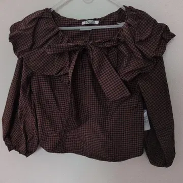 SNIDEL 체크 리본 블라우스