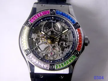 미사용 Haofa 하오파 투르비옹 자동 와인딩 손목시계 양면 스켈레톤