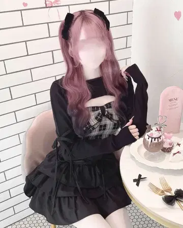 빅 리본 체크 앙상블 상의