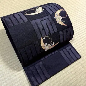 순수 실크 교토 후쿠로 오비 [겐지 향 초승달 꽃]