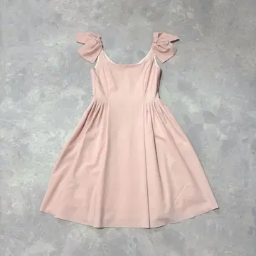 Rene 르네 어깨 리본 플레어 원피스 핑크 36 종이 택 포함