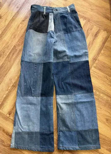 패치워크 디자인 데님 팬츠