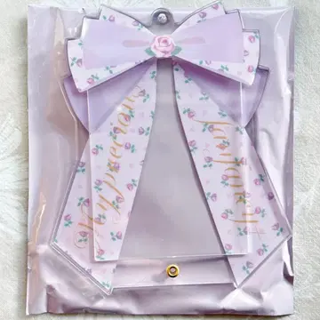 후쿠야 하라주쿠 한정판 포토 카드 아크릴 프레임 리본 플라워 퍼플