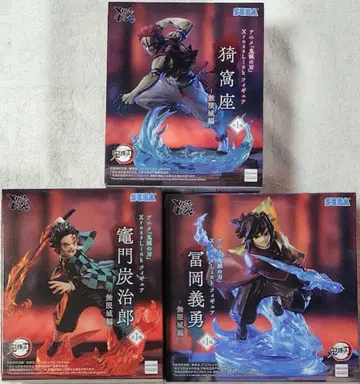 귀멸의 칼날 카마도 탄지로 토미오카 기유 아카자 피규어 3종 세트