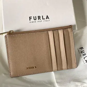 새상품급 FURLA 훌라 가죽 카드 케이스 미니 지갑 그레이지 박스 포함