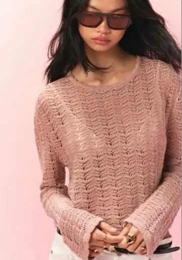 [미사용 새상품] H&M 택 포함 포인트 니트 스웨터 더스티 핑크