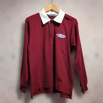 90s ORIX BLUE WAVE 버건디 긴팔 피케 셔츠 M