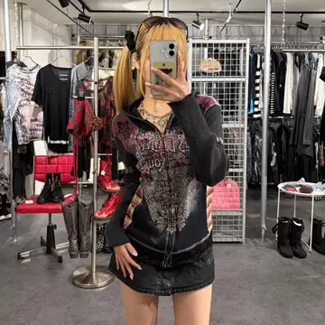 skinnyminnie 집업 후드티 반짝이는 프릴 디자인