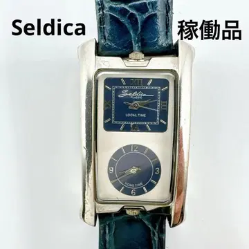 셀디카 듀얼 타임 손목시계 쿼츠 작동품 24mm Seldica