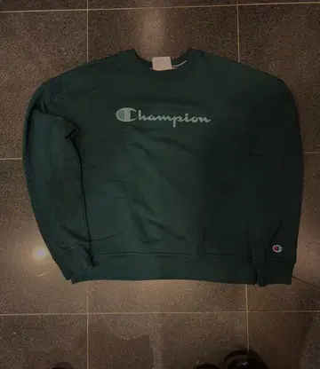 Champion 크루넥 맨투맨 그린 x 화이트 센터 로고