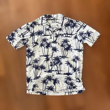 Schott 팜트리 패턴 반팔 셔츠 하와이안 셔츠 화이트 컬러 M 사이즈
