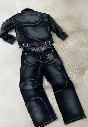 Y2K Leather Jacket Jeans Hip Hop