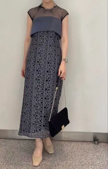 LAGUNAMOON 러그나문 레더라이크 레이스 I라인 드레스