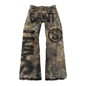 SAINTS Y2K Leather Jeans Hip Hop