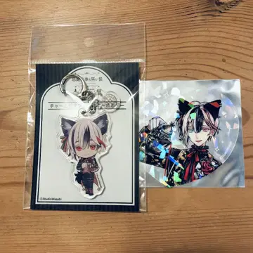 악마고양이 난자타운 참 포함 키링 반짝이는 클리어 카드 벨리안