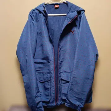 Puma 도트 무늬 바람막이 후드 부착 후드티 도트 무늬