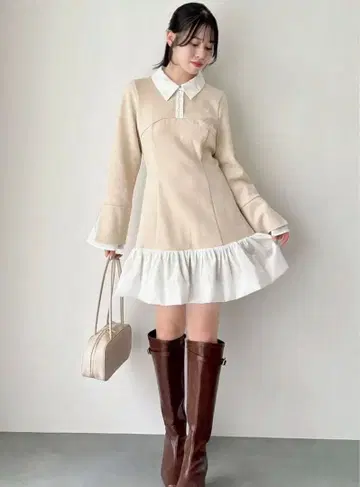 dazzlin 폴로 벌룬 밑단 미니 원피스 [ Web 한정판 ]