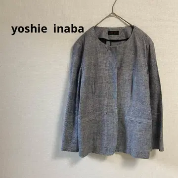 [ yoshie inaba ] 샘플 노카라 자켓 글렌체크