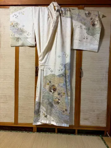 호몬기 크레이프 원단 시보리풍 분할 염색 패턴 순수 실크 가봉