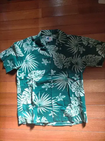 Nui Nalu 하와이안 셔츠 그린 컬러 잎 패턴