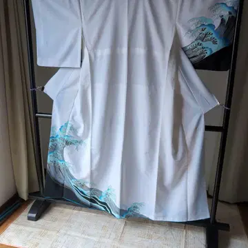 무용 기모노 화이트 파도