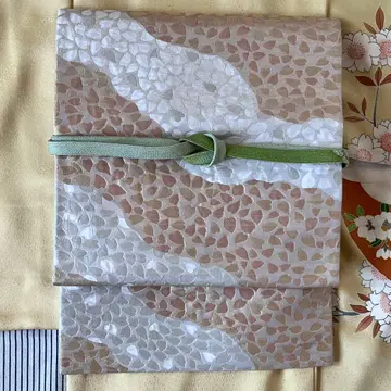 츠케오비 (츠쿠리오비) 니부시키 니쥬타이코 벚꽃 꽃잎 금은 순수 실크