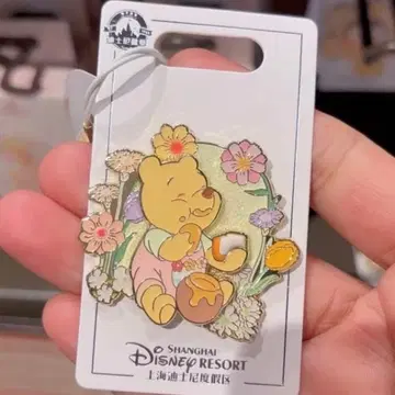 상하이 디즈니 이스터 봄날 푸우 핀 배지 핀즈