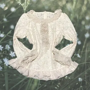 모리걸 페어리 그런지 꽃무늬 레이스 블라우스 프릴 발레코어 y2k