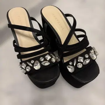 REDYAZEL 비쥬 장식 플랫폼 샌들 블랙 S 사이즈