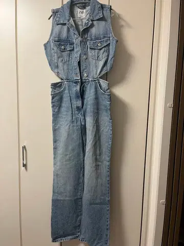 ZARA 데님 오버롤 라이트 블루