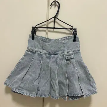 미셸 마카롱 슬림 레그 스커트 라이트 블루 데님 스커트 xs