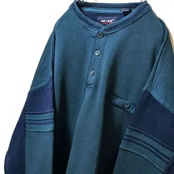 온라인 하프 버튼 맨투맨 트레이닝복 그린 L 구제 의류