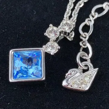 스와로브스키 목걸이 큐빅 블루스톤 스퀘어 대형