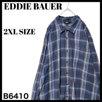 에디 바우어 캐주얼 셔츠 체크 무늬 긴팔 셔츠 네이비 계열 2XL