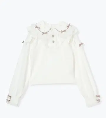 노에미 아가씨 메니 리본 펄 오픈 숄더 컷 페일 핑크