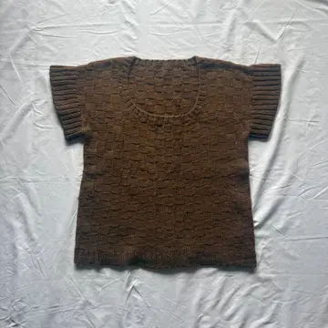 브라운 반팔 니트 레이어드 모리걸 페어리 그런지 여성 빈티지 레트로