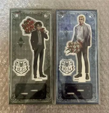 진격의 거인 리바이 엘빈 벌스데이 아크릴 스탠드 캔뱃지 세트