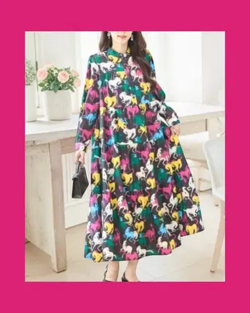 컬러풀 홀스 무늬 원피스