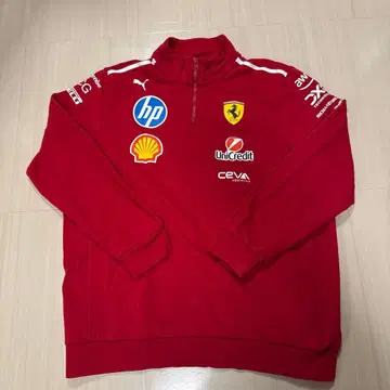 페라리 F1 2025 팀 셔츠 하프 지퍼 맨투맨 XL 사이즈