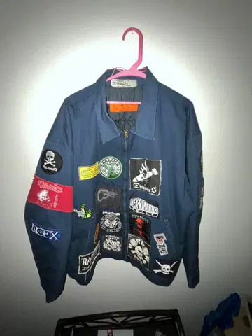 패치워크 자켓 네이비