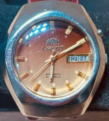 [빈티지] 오리엔트 자동 와인딩 시계 오렌지 다이얼 오버홀