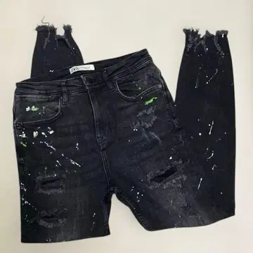 ZARA 데미지 가공 페인트 디자인 스키니 데님