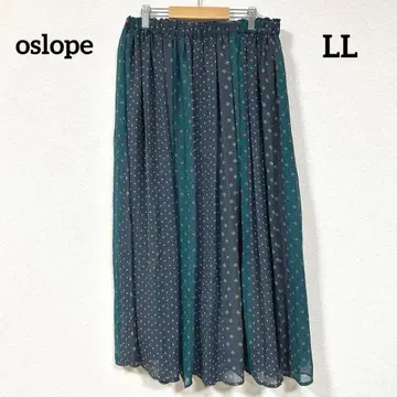 oslope 도트 무늬 플리츠 롱 스커트 패치워크풍 올 패턴