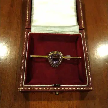 자수정 하트형 브로치 금제 4.5g 영국 앤티크