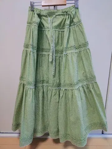 깅엄 체크 캉캉 스커트 핑크하우스