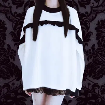 시착만 한 상품 택 포함 DrugHoney 프릴 달린 상의 서브컬쳐