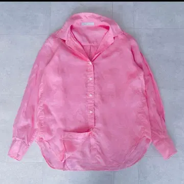 노블 린넨 레귤러 셔츠 핑크 긴팔 린넨 루즈핏