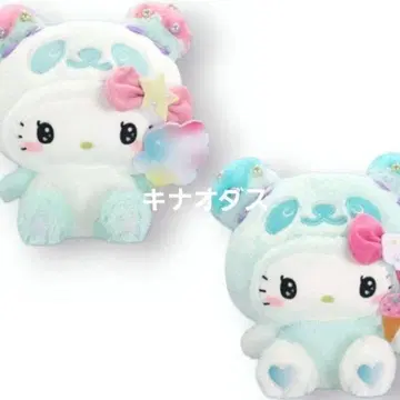 팬더 헬로키티 몽환룩 민트 컬러 BIG 봉제 인형 전 2종 세트